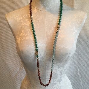 Handknotted Stone Long Necklace